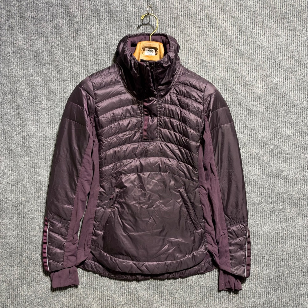 Lululemon Down For A Run Pullover Jacket Womens 6 Purple Down Quilted Half Zip